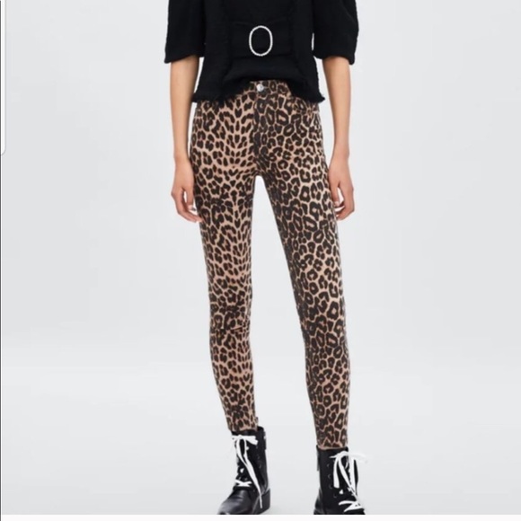 Zara leopard print skinny jeans